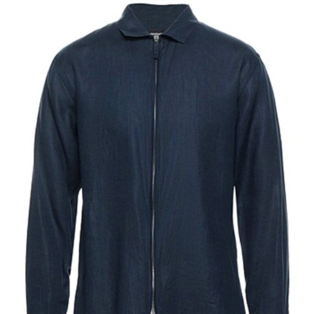 GIORGIO ARMANI ZIP SPORT SHIRT - MADE IN ITALY - SIZE 41/16 (REG FIT) LINEN, NWT